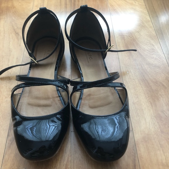 A.P.C. Patent leather ankle strap Mary Jane flats - Picture 3 of 7